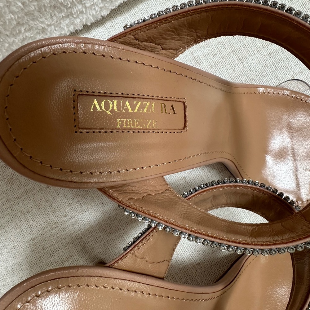 NEW Aquazzura Nude PVC & Crystal High Heel Sandals 39.5 (8.5-9.5), $1190 Retail - Picture 7 of 14
